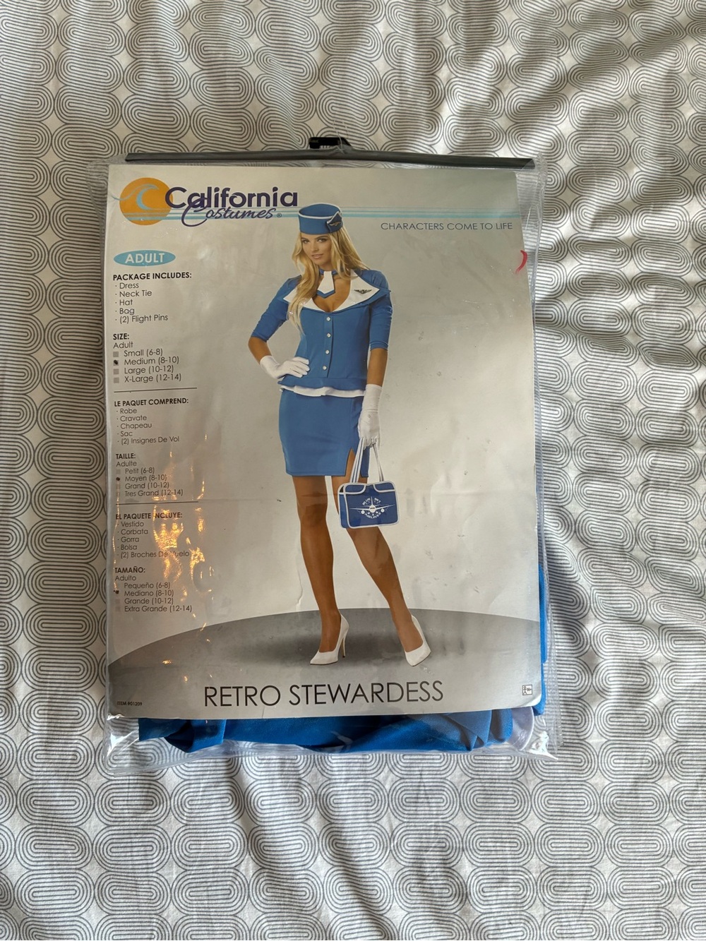 California Costumes Blue and White Retro Stewardess Costume